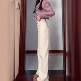Design High-Waisted Narrow Version Of Straight Jeans Women Autumn And Winter Plus Velvet Warm Thin