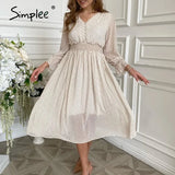 Party Women floral print dress Elegant women puff sleeve a line v neck sash dress High waist work wear office lady dress