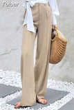 Philosophy Spring Wide Leg Khaki Pants Women elastic High Waist Palazzo Pants streetwear Elegant Office Ladies