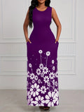 Summer New Fashion Sleeveless Print Loose Round Collar Simple Temperament