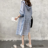 Women Plaid Simple All-match Soft Korean Style Turn-Down Clothing Womens Summer Loose Elegant Vacation Sun Shade