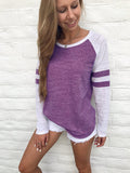 Fashion New Summer Hit-Colored Stripe Splicing Long-Sleeved T-Shirt Round Collar Top