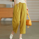 Summer Women's Capri Pants Oversize High Waist Calf-Length Loose Trousers Casual Cotton Harem Pants for Women