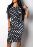 Printed Elegant O-Neck Short Sleeves Midi