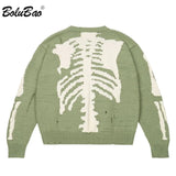Men's European and American Street Sweater Male Jacquard Knitted Pullover Hip-Hop Loose Long-Sleeved Sweater