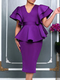 Women's Fashion Elegant Lotus Leaf Side Dress Women's Dress African