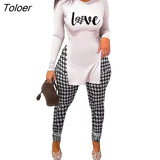 Tracksuits Women's Crop Top And Pants Set Casual Tigth Slim Two 2 Pieced Sets Letter Printed Tracksuit Set For