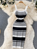 button Bodycon Knitted midi Dress Summer stretch tank pencil casual Party Women club sheath knee length