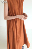 Plain Dress For Women O Neck Sleeveless Minimalist Casual Loose Maxi Dresses Female 2023 Summer Fashion Korean