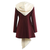 Early Spring Irregular Splicing Fake Two-Piece Hooded Long Blazer Top