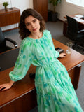 And Autumn Gentle Style Temperament Long Sleeves Low Circle To Receive The Waist Thin Long A-Word Large Pendted