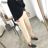 Winter Casual Pencil Pants Women Oversized Wool High Waist Woman Pants Loose Casual Trousers Women Femme Pantalon
