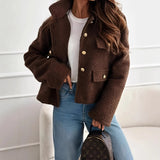 Collar Button Decorating Cashmeat Jacket In Autumn