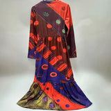 New Wish Spring Round-Collar Explosion Casual Fashion Long-Sleeved Print Long Dress