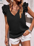 Spring And Summer Women's Casual V-Necked Leaf-Side Vest Shirt Summer Sleeveless