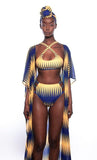 Sexy Beachwear Print Vest And Panty Robe 3 Piece