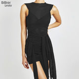 Chic See-Through Multilayer Mesh Sexy Lace Up Bodycon Mini Dresses Women Birthday Clothing Lady Sling Skinny Stretchy