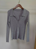 Elegant Lapel Knitted Cardigan Sweater Women V Neck Sexy Long Sleeve Tops Turn Down 2022 Slim Ladies Button Clothes