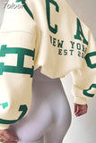 Letter Print Sweatshirt Woman Winter Autumn Long Sleeve Tops O Neck Harajuku Oversize Hoodies Y2K Clothes Female