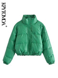 Women Fashion Faux Leather Padded Jacket Thick Warm Parka Coat Vintage Long Sleeve Female Outerwear Chic