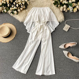 Women 2022 Spring Autumn New Office Lady Ruffles Loose Solid Full Length Rompers Sleeveless Fashion