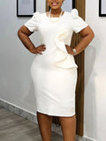 Women's 2025 New Fashion Elegant Brace For The Duh Leh Side Solid Color Short-Sleeved African