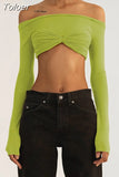 Shoulder See Through Mesh Women's T-shirt Spring 2023 Y2k Tops Long Sleeve Crop Tees Streetwear Sexy Ruched T Shirts