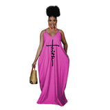 V Neck Straps With Pockets Loose Maxi