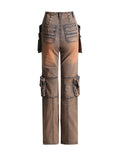 Toloer Feng Shui Wash Multi-Pocket Cargo Pants 2024 Spring New Fashion Design Sense Slim And Versatile Jeans Woman-Outfit