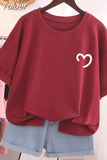 100 Cotton L-5XL Plus Size T Shirt Love Print Tshirt Short Sleeve Women's Tops Summer Kawaii Couple O Neck T