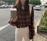 Vintage cotton plaid Shirt female Oversize Tops Women Long sleeve Girls Blouse Plus Size Autumn Women Blouses femme