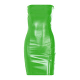 Toloer Women's 2024 New Sexy Chest Slim Slim Hip Women's PU Dress Nightclub Wear-Outfit