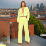 Toloer Casual Style Suit 2024 Summer New V-Neck Cardigan Short Suit High Waist Straight Leg Trousers Two-Piece Set-Outfit