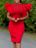 Women's 2025 New Fashion Sexy Sexy Leaf Sleeve Clam Party Dinner Dresses African