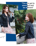 Wish New Hot Selling Nail Pearl Denim Jacket Women's Versatile Pearl Loose Casual Jacket-Outfit