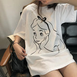 Cartoon Printed Round Neck Short T-shirt Dress Summer Casual Short Sleeve Fashion A-Line Loose Women Leisure Mini