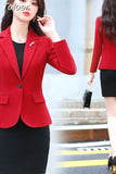 Elegant Autumn Blazer Long Sleeve Women Work Office Slim Design Chic Solid Color Elegant Single Button Coat New