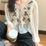 Women O-Neck Hollow Out Print Simple All-match Casual Fashion College Korean Style Ulzzang New Tops Hot Selling