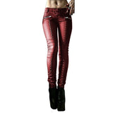 Pants Women Faux Leather Slim Fit Pant Spring Autumn Streetwear Middle Waist Motorcycle Long Legging Skinny Pants Trousers