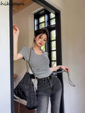 Two Tshirts Women Clothing Bandage Off Shoulder Temperament Ladies Tops Tunic Fashion Casual Summer T Shirts Ropa