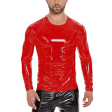 Toloer Men's PVC High Bright Patent Leather Coat Sexy Slim Leather Coat No Odor Size Accurate-Outfit