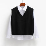Outerwear Sweater Vest Women Knitted 2022 Spring Autumn Loose Sleeveless Girls V-Neck Pullover Short Tops Female