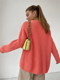 Oversized Knitted Sweater Women Autumn Winter Thick Solid Pullovers Female Warm Cozy Jumper Casual Knitwear Tops