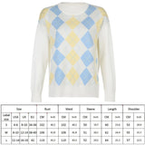 sweater long sleeve knitted fabric rose clay Casual Loose Autumn Winter Knitted Sweater Women Y2K Argyle Long Sleeve