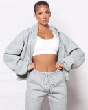 Plus Size Zipper Long Sleeve Hoodies And Pant 2 Piece