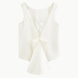 Korean Lace Up Bowknot Women's Vest O Neck Tank Sleeveless Backless Large Size Loose Female Vests 2023 Fashion