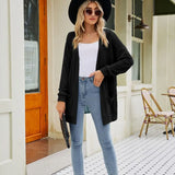 Casual Knitted Long Cardigan Sweater Women Knitwear Coats Elegant Winter Female Tops Cardigans with Pockets Mujer