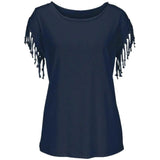 Short Sleeve Tassel Fashion T-shirt Woman Simple Crew Neck Basic Tops 2021 New Leisure Ladies Streetwear Solid