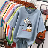 100% Cotton Plus Size T Shirt Anime Short Sleeve Women's Top 2023 Summer Couple Loose Oversized T Shirts Japanese