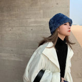 Women Black Soft Keep Warm Fishermen Hat New Round Dome Temperament Fashion Tide All-match Autumn Winter 2022